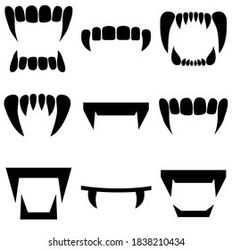 Vampire teeth icon, fangs logo isolated on white background