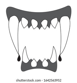 vampire teeth icon ilustration line draw