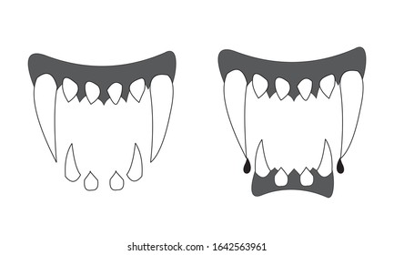 vampire teeth icon ilustration line draw