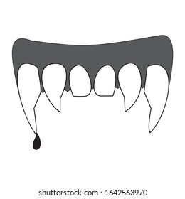 vampire teeth icon ilustration line draw