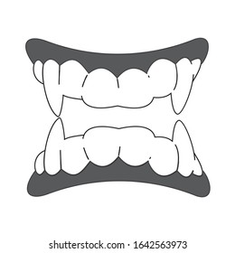 vampire teeth icon ilustration line draw