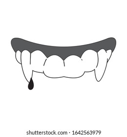 vampire teeth icon ilustration line draw