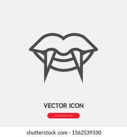 Vampire teeth icon vector. Vampire symbol. Linear style sign for mobile concept and web design. Vampire teeth symbol illustration. Pixel vector graphics - Vector.