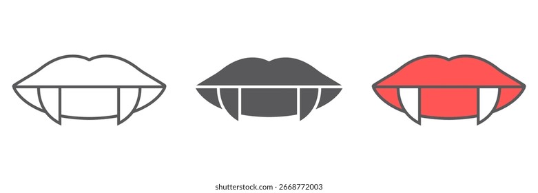 Vampire teeth line icon, female and mouth, lips sign, vector graphics, a linear pattern on a white background, eps 10.