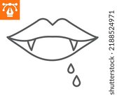 Vampire teeth line icon, outline style icon for web site or mobile app, halloween and holiday, vampire lips vector icon, simple vector illustration, vector graphics with editable strokes.