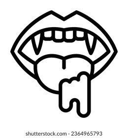 Icono de línea de dientes de vampiro. Perfecto para diseño gráfico, móvil, interfaz de usuario y obras maestras web