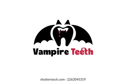 Vampire teeth logo design. Dentist teeth logo design, Bat teeth vector icon