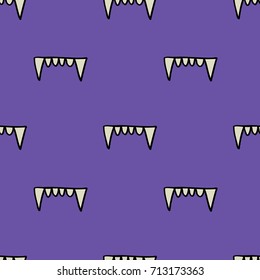 vampire teeth seamless doodle pattern