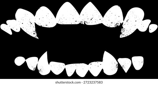 Vampirzähne, Vektor einzeln auf schwarzem Hintergrund. modern