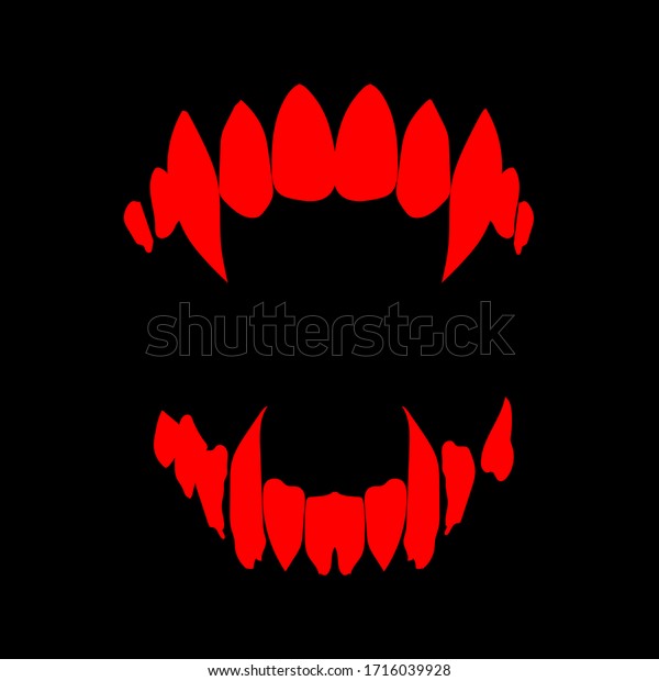 Vampire Teeth Vector Isolated On Black Stock Vector (Royalty Free ...