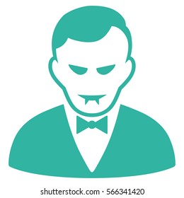 Vampire vector icon. Flat cyan symbol. Pictogram is isolated on a white background. Designed for web and software interfaces.