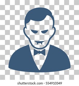Vampire vector icon. Illustration style is flat iconic blue symbol on a chess transparent background.