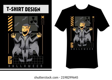 vampire vector illustration, illustration for helloween, night, streetwear concept, monochrome color. perfect for t-shirts, apparel, merchandise