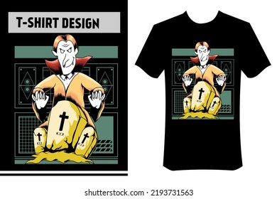 vampire vector illustration, monochrome color, streetwear style background, halloween party, horror, perfect for print on t-shirts, merchandise, apparel on halloween day
