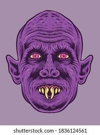 Vampire Vintage Horror Face Vector Illustration