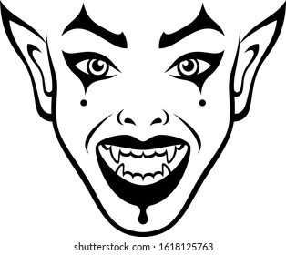 Vampire woman face on a white background