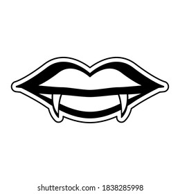 Vampire woman lips icon. Halloween season icon - Vector