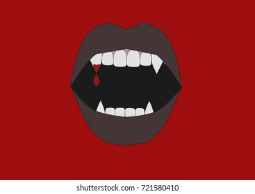 vampire's fangs on a red background.