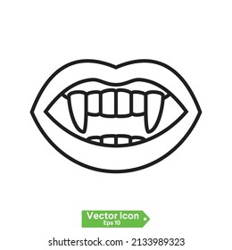 Vampire's teeth icon isolated on neutral background. Vector art.