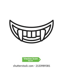 Vampirs Zähne Symbol einzeln auf neutralem Hintergrund. Vektorkunst.