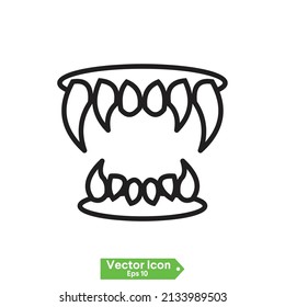 Vampire's teeth icon isolated on neutral background. Vector art.