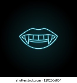 Vampire's teeth icon in neon style. Simple outline vector of halloween set for UI and UX, website or mobile application