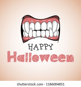Vampire's teeth icon on neutral background. Vector art.