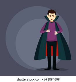 vampire.Vector character for Halloween in cartoon style. traditional element of Halloween. boy in costumes for Halloween.vector illustration isolated from background