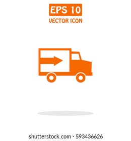 Van With Arrow And Flat Design  Vector Icon.