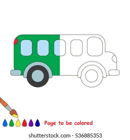 Van to be colored, the coloring book to educate preschool kids with easy kid educational gaming and primary education of simple game level. The colorless half of picture to be colored by sample half.
