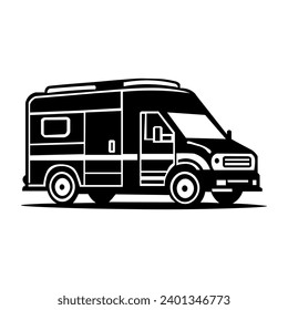 Van black illustration on white background
