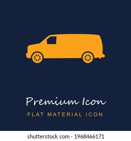 Van Black Transport Side View Pointing To Left premium material ui ux isolated vector icon in navy blue and orange colors svg