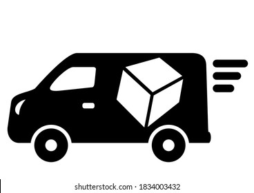 Van, black vector icon on white background
