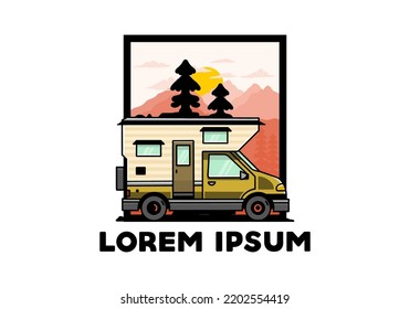 Van box adventure camper illustration badge design