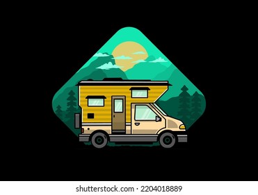 Van box adventure camper illustration badge design