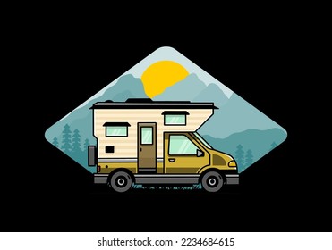 Van box adventure camper illustration badge design