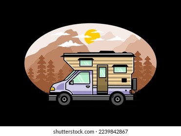 Van box adventure camper illustration badge design