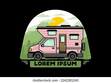 Van box adventure camper illustration badge design