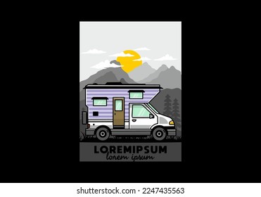 Van box adventure camper illustration badge design