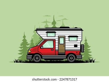Van box adventure camper illustration badge design