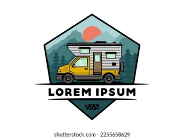 Van box adventure camper illustration badge design