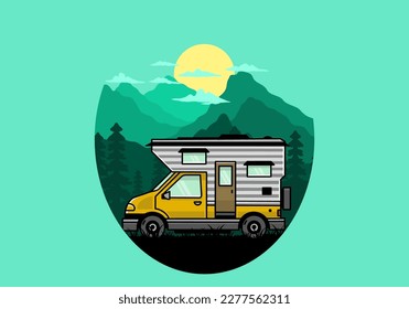 Van box adventure camper illustration badge design