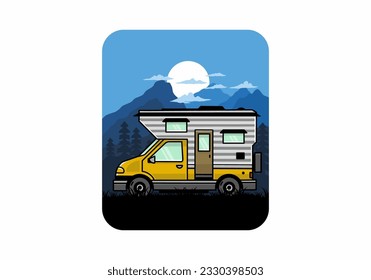 Van box adventure camper illustration badge design