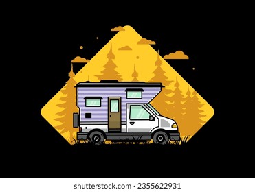 Van box adventure camper illustration badge design