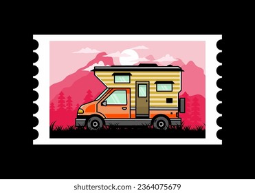 Van box adventure camper illustration badge design