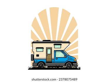Van box adventure camper illustration badge design