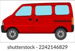 van in bright color vector, realistic car flat bright color vector illustration