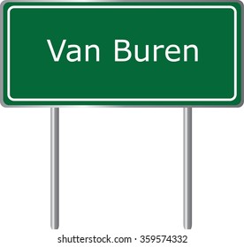 Van Buren , Arkansas, road sign green vector illustration, road table, USA city