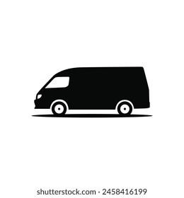 Van Bus Silhouette-Symbol. Seitenansicht. Vektorillustration