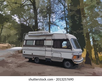 Van bus vector nature travelling vintage